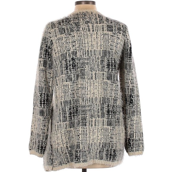 Forever 21 Black and Cream Fuzzy Cardigan Sweater - Picture 2 of 2